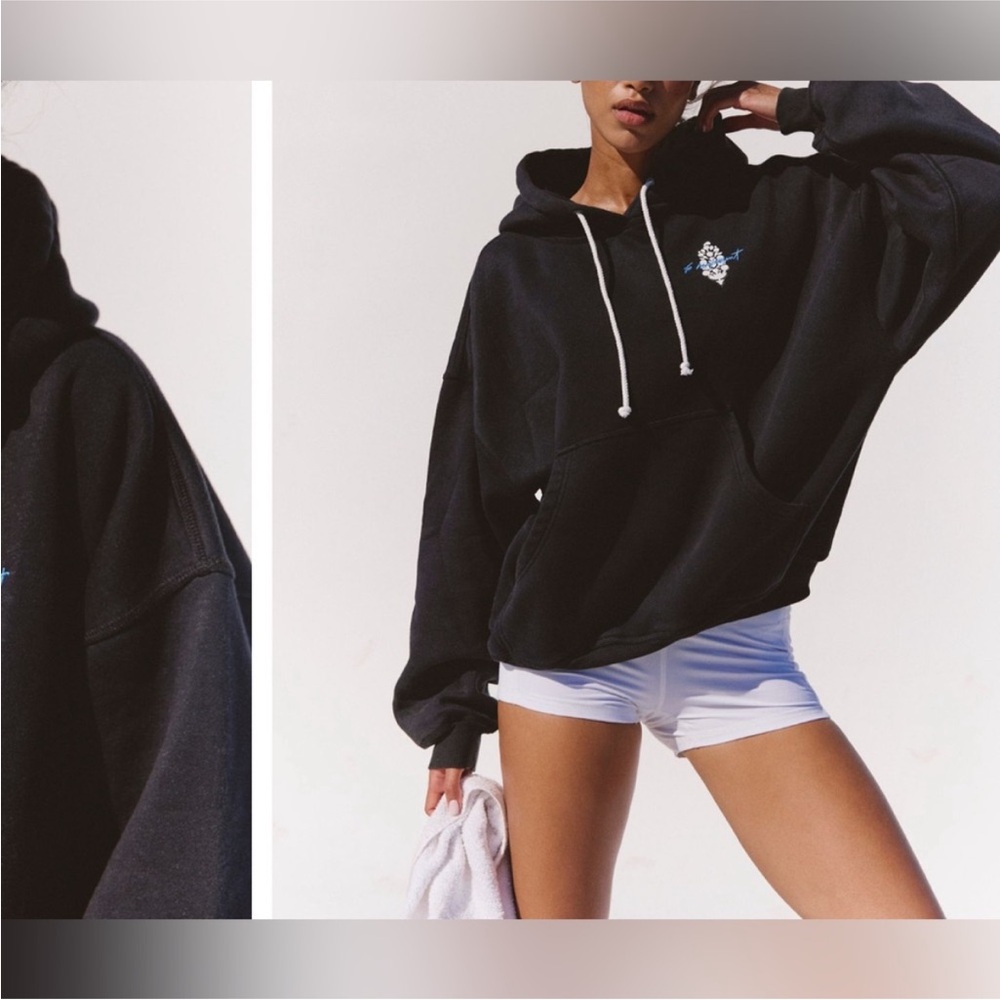 NWOT Free People FP Movement Final Call Buti Logo Hoodie - black white - M *IR* - Picture 5 of 12